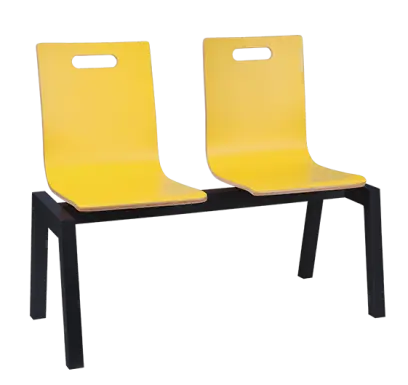 MEGAN 2, dřevěná lavice do čekárny, 2-sedák, žlutá, kostra černá