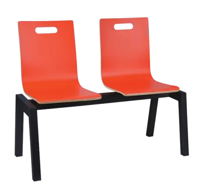 MEGAN 2, dřevěná lavice do čekárny, 2-sedák, červená, kostra černá