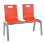 MEGAN 2, dřevěná lavice do čekárny, 2-sedák, červená, kostra stříbrná