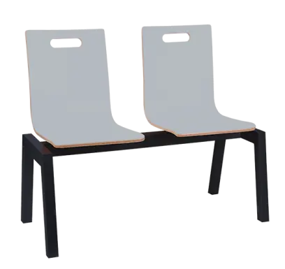 MEGAN 2, dřevěná lavice do čekárny, 2-sedák, šedá, kostra černá