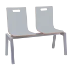 MEGAN 2, dřevěná lavice do čekárny, 2-sedák, šedá, kostra stříbrná
