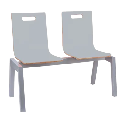 MEGAN 2, dřevěná lavice do čekárny, 2-sedák, šedá, kostra stříbrná