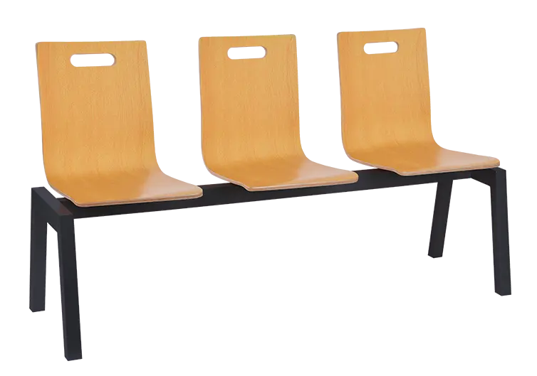 MEGAN 3, dřevěná lavice do čekárny, 3-sedák, buk, kostra černá