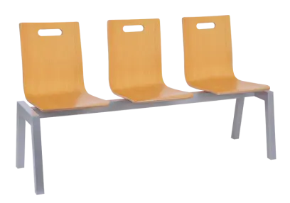 MEGAN 3, dřevěná lavice do čekárny, 3-sedák, buk, kostra stříbrná