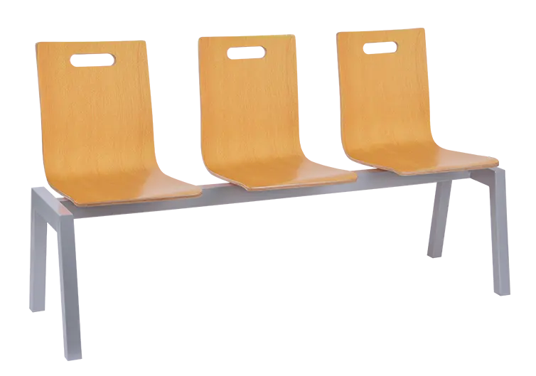 MEGAN 3, dřevěná lavice do čekárny, 3-sedák, buk, kostra stříbrná