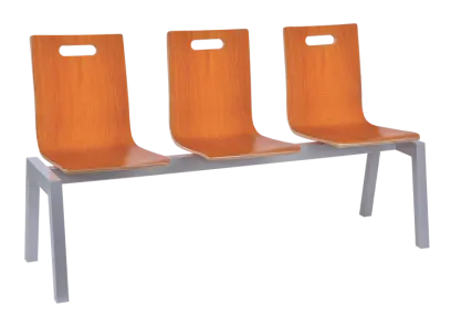 MEGAN 3, dřevěná lavice do čekárny, 3-sedák, třešeň, kostra stříbrná