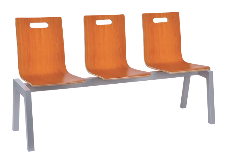 MEGAN 3, dřevěná lavice do čekárny, 3-sedák, třešeň, kostra stříbrná