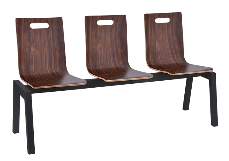 MEGAN 3, dřevěná lavice do čekárny, 3-sedák, ořech, kostra černá