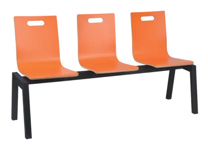 MEGAN 3, dřevěná lavice do čekárny, 3-sedák, oranžová, kostra černá