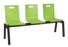MEGAN 3, dřevěná lavice do čekárny, 3-sedák, zelená, kostra černá