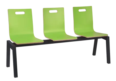 MEGAN 3, dřevěná lavice do čekárny, 3-sedák, zelená, kostra černá