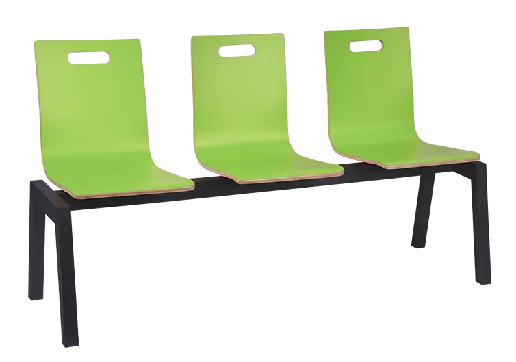 MEGAN 3, dřevěná lavice do čekárny, 3-sedák, zelená, kostra černá