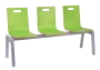 MEGAN 3, dřevěná lavice do čekárny, 3-sedák, zelená, kostra stříbrná