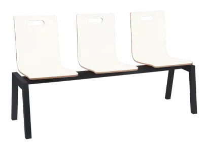 MEGAN 3, dřevěná lavice do čekárny, 3-sedák, bílá, kostra černá