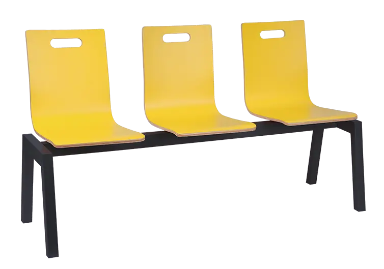 MEGAN 3, dřevěná lavice do čekárny, 3-sedák, žlutá, kostra černá