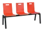 MEGAN 3, dřevěná lavice do čekárny, 3-sedák, červená, kostra černá