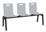 MEGAN 3, dřevěná lavice do čekárny, 3-sedák, šedá, kostra černá