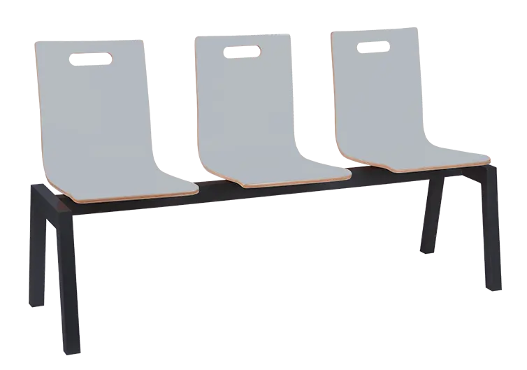 MEGAN 3, dřevěná lavice do čekárny, 3-sedák, šedá, kostra černá