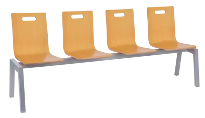 MEGAN 4, dřevěná lavice do čekárny, 4-sedák, buk, kostra stříbrná