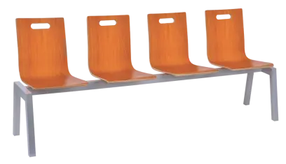 MEGAN 4, dřevěná lavice do čekárny, 4-sedák, třešeň, kostra stříbrná