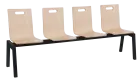 MEGAN 4, dřevěná lavice do čekárny, 4-sedák, dub bělený, kostra černá