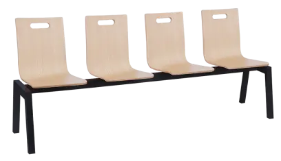 MEGAN 4, dřevěná lavice do čekárny, 4-sedák, dub bělený, kostra černá