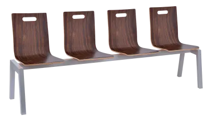 MEGAN 4, dřevěná lavice do čekárny, 4-sedák, ořech, kostra stříbrná