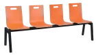 MEGAN 4, dřevěná lavice do čekárny, 4-sedák, oranžová, kostra černá