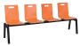 MEGAN 4, dřevěná lavice do čekárny, 4-sedák, oranžová, kostra černá