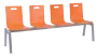 MEGAN 4, dřevěná lavice do čekárny, 4-sedák, oranžová, kostra stříbrná