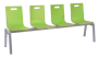 MEGAN 4, dřevěná lavice do čekárny, 4-sedák, zelená, kostra stříbrná