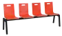 MEGAN 4, dřevěná lavice do čekárny, 4-sedák, červená, kostra černá