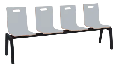 MEGAN 4, dřevěná lavice do čekárny, 4-sedák, šedá, kostra černá