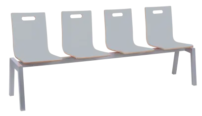 MEGAN 4, dřevěná lavice do čekárny, 4-sedák, šedá, kostra stříbrná