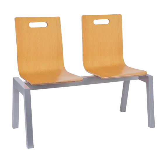 MEGAN PLUS 2, dřevěná lavice do čekárny, 2-sedák, buk, kostra stříbrná
