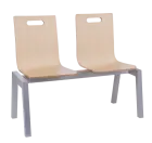 MEGAN PLUS 2, dřevěná lavice do čekárny, 2-sedák, dub bělený, kostra stříbrná
