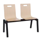 MEGAN PLUS 2, dřevěná lavice do čekárny, 2-sedák, dub bělený, kostra černá