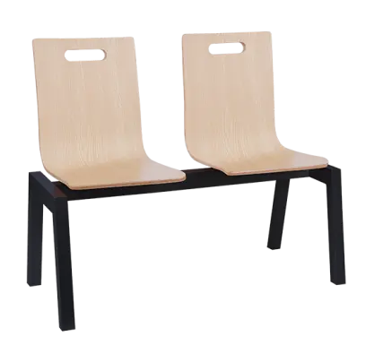 MEGAN PLUS 2, dřevěná lavice do čekárny, 2-sedák, dub bělený, kostra černá