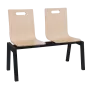 MEGAN PLUS 2, dřevěná lavice do čekárny, 2-sedák, dub bělený, kostra černá