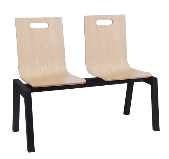 MEGAN PLUS 2, dřevěná lavice do čekárny, 2-sedák, dub bělený, kostra černá