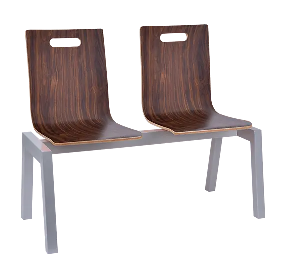 MEGAN PLUS 2, dřevěná lavice do čekárny, 2-sedák, ořech, kostra stříbrná