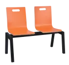 MEGAN PLUS 2, dřevěná lavice do čekárny, 2-sedák, oranžová, kostra černá