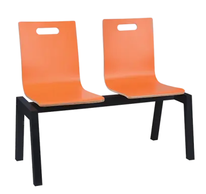 MEGAN PLUS 2, dřevěná lavice do čekárny, 2-sedák, oranžová, kostra černá