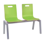MEGAN PLUS 2, dřevěná lavice do čekárny, 2-sedák, zelená, kostra stříbrná