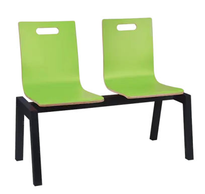 MEGAN PLUS 2, dřevěná lavice do čekárny, 2-sedák, zelená, kostra černá