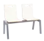 MEGAN PLUS 2, dřevěná lavice do čekárny, 2-sedák, bílá, kostra stříbrná