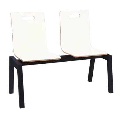 MEGAN PLUS 2, dřevěná lavice do čekárny, 2-sedák, bílá, kostra černá