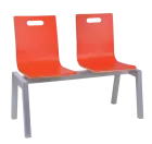 MEGAN PLUS 2, dřevěná lavice do čekárny, 2-sedák, červená, kostra stříbrná