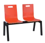 MEGAN PLUS 2, dřevěná lavice do čekárny, 2-sedák, červená, kostra černá