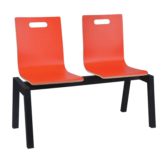 MEGAN PLUS 2, dřevěná lavice do čekárny, 2-sedák, červená, kostra černá